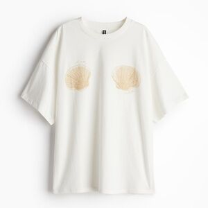 H&M White Shell Crewneck Tee
